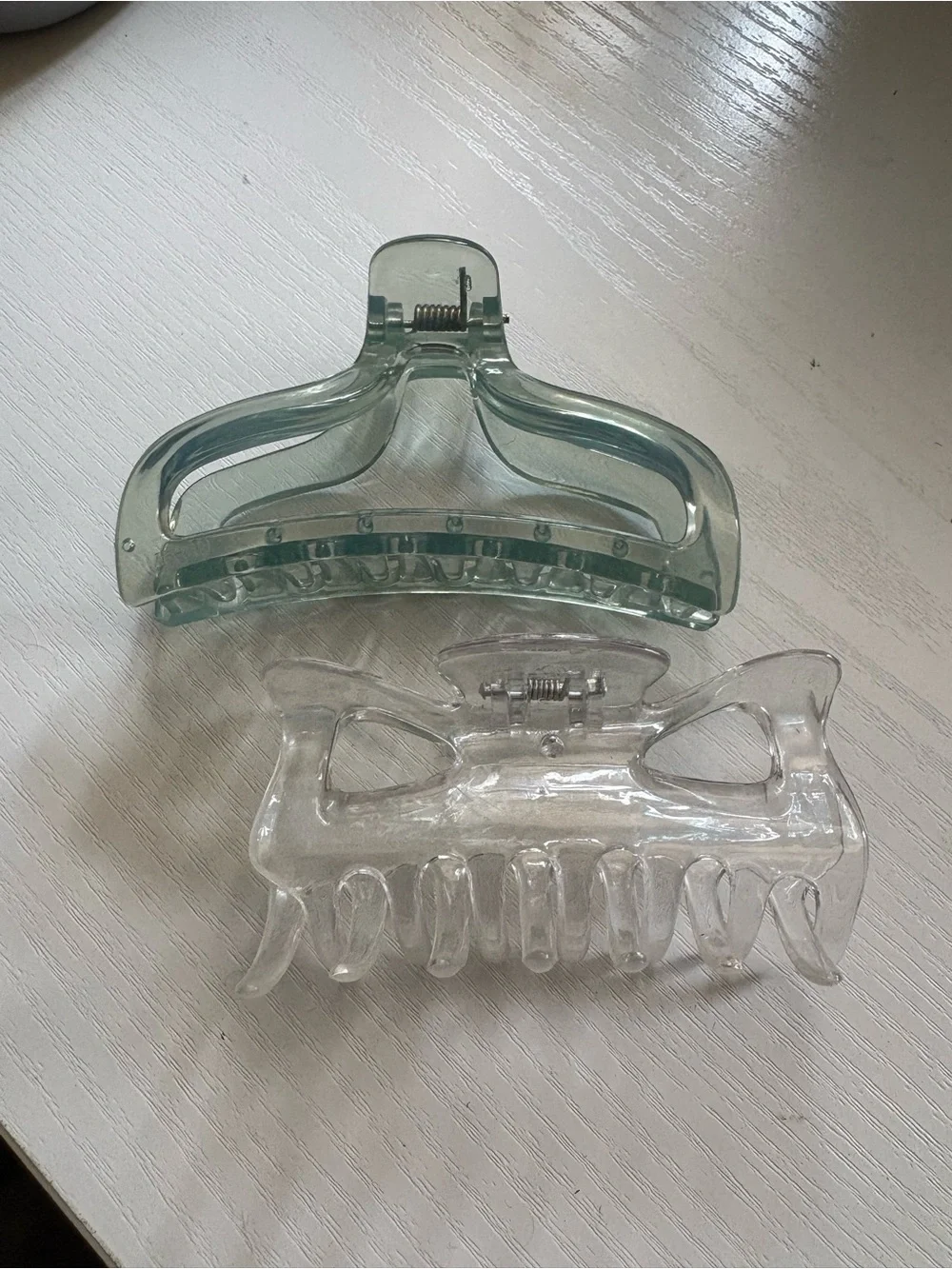 Clear and Seafoam Acrylic Hair Claw Clips - Set of 2